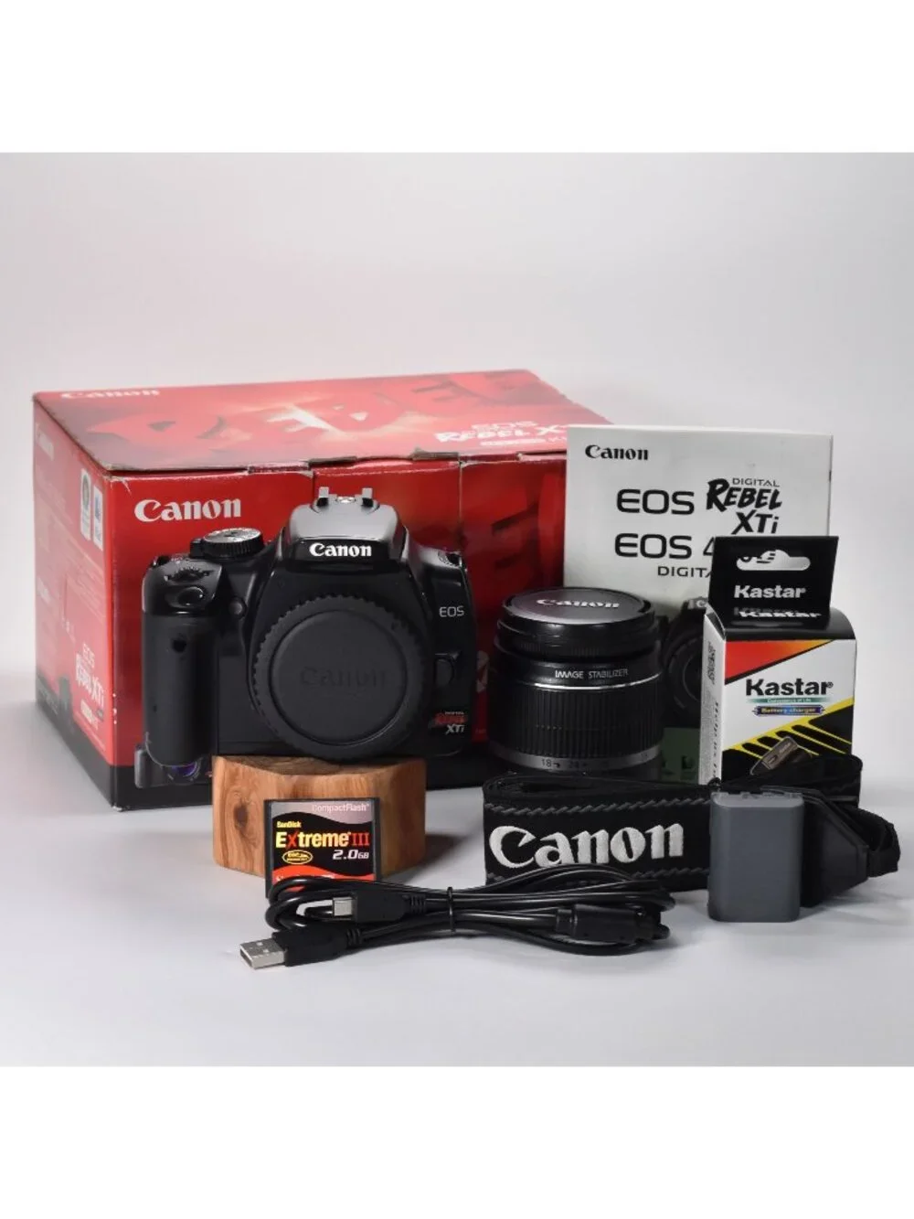 Canon EOS Digital Rebel XTi 400D DSLR 10.1MP EF-S 18-55mm Canon Lens 2GB CF Card